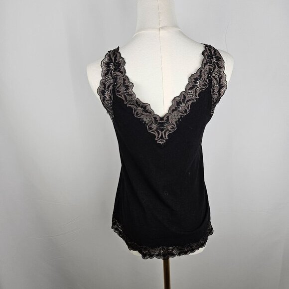 Soma Black Top Size Small Lace Trim Rayon Bamboo Blend Camisole Coquette - Picture 3 of 7